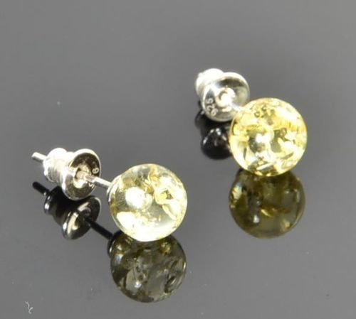 Golden Amber Stud Earrings Made of Baltic Amber