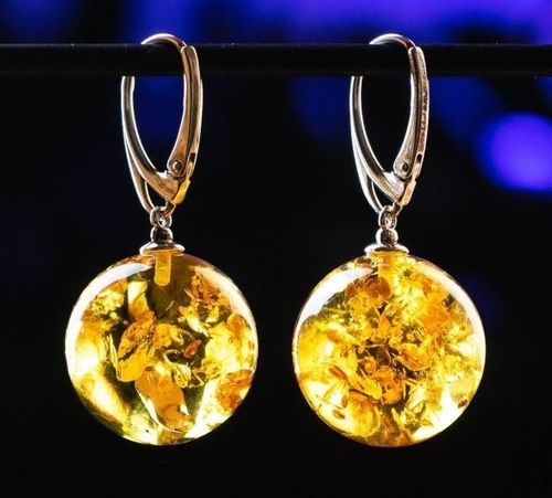 Amber Earrings Made of Golden Color Baltic Amber 