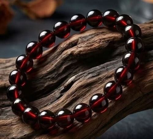  Men's Amber Bracelet Made of Light Cherry Color Amber