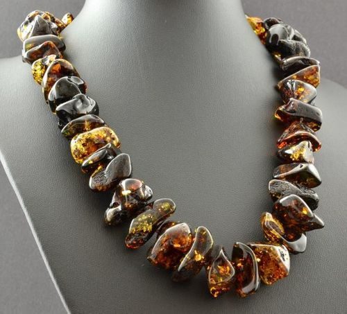 Baltic Amber Necklace Made of Free Form Amber Beads
