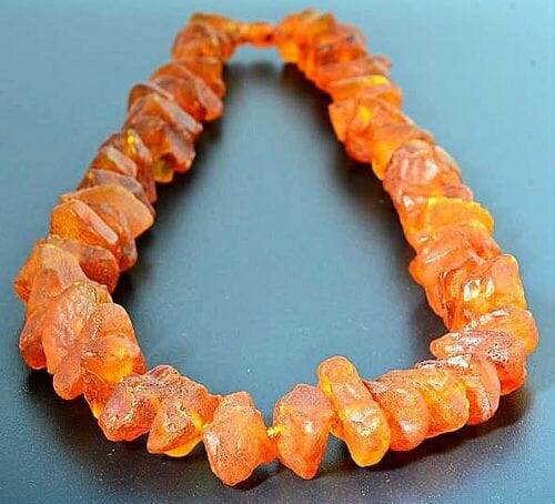 Raw Amber Necklace Made of Natural Shape Cognac Color Amber Rocks