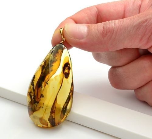 Large Amber Pendant Made of Precious Baltic Amber