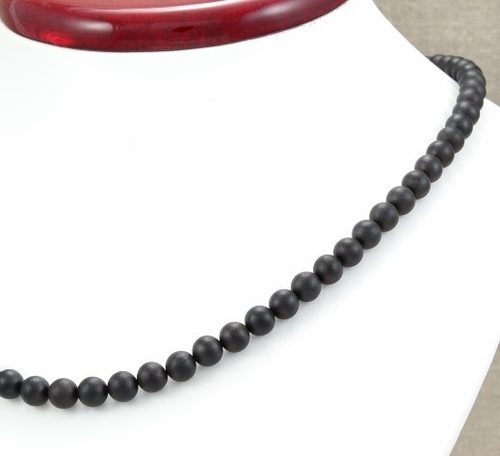 Black Men's Beaded Necklace Made of Matte Baltic Amber