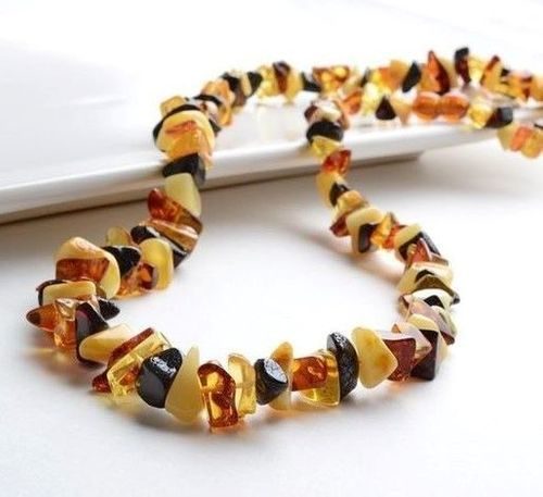 Amber Necklace Made of Nugget Shaped Amber Beads