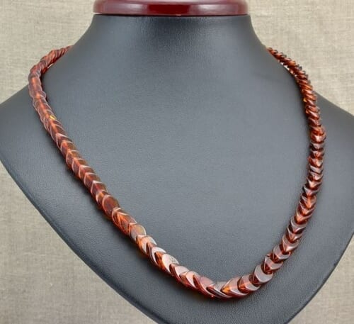 Amber Necklace Made of Overlapping Cognac Amber Pieces