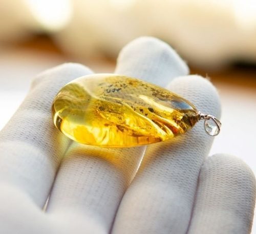 Amber Pendant Made of Precious Golden Baltic Amber