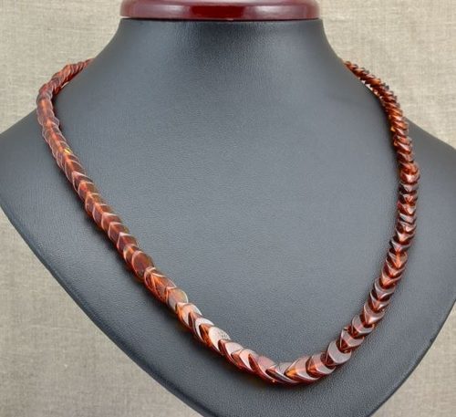 Amber Necklace Made of Cognac Overlapping Amber Pieces