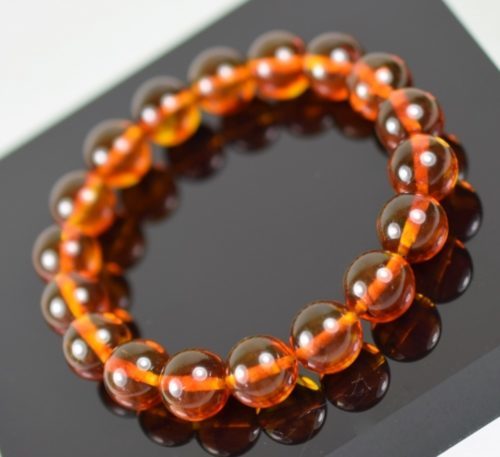 Men's Amber Bracelet Made of Cognac Baltic Amber