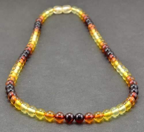 Men's Amber Necklace Made of Cherry Cognac Honey Golden Amber