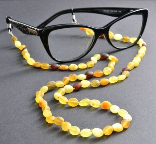 Amber Cord For Glasses Made of Multicolor Raw Amber. Unisex.