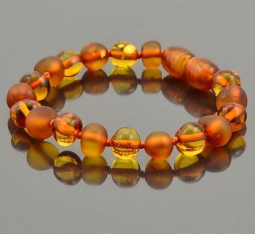 Children's Amber Bracelet Made of Matte and Polished Baltic Amber