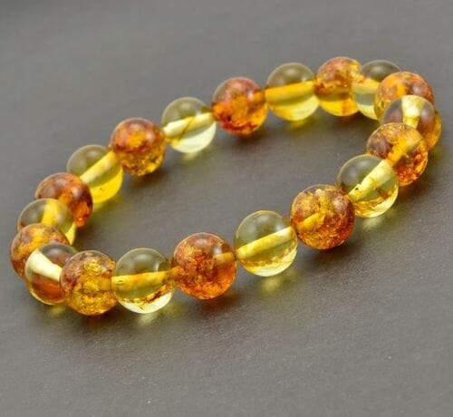 Amber Bracelet Made of Lemon and Cognac Baltic Amber 
