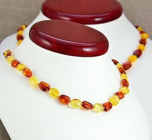 2 Matching Amber Necklaces for Mom and Child Cognac Golden Amber  