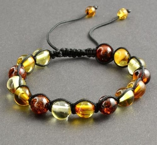 Adjustable Amber Bracelet Made of Precious Healing Baltic Amber