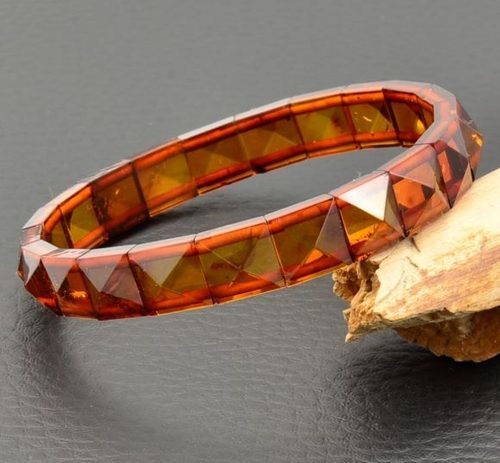 Amber Bracelet Made of Pyramid Shape Baltic Amber Pieces