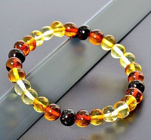 Amber Healing Bracelet Made of Baroque Multicolor Amber Beads