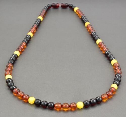 Men's Beaded Necklace Made of Precious Healing Amber