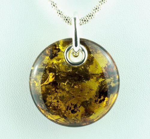 Amber Amulet Pendant Made of Amber With Bits of Flora