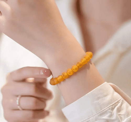 Raw Amber Healing Bracelet Made of Raw Honey Color Amber 