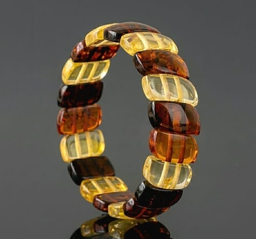 Bangle Style Amber Bracelet Made of Three Colors Amber 