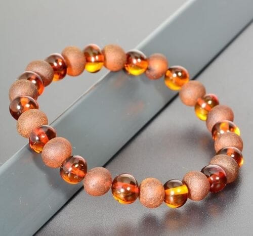 Amber Healing Bracelet Made of Raw and Polished Cognac Amber 