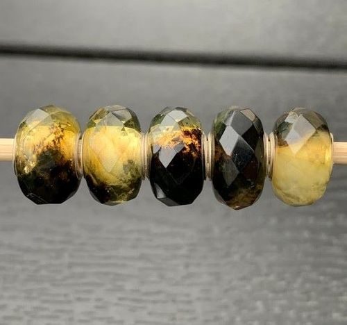 5 Pcs Wholesale Faceted Pandora Style Amber Charm Beads