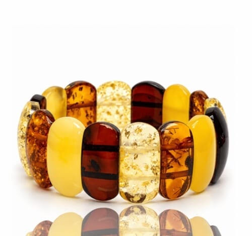 Large Amber Bracelet Made of Multicolor Amber