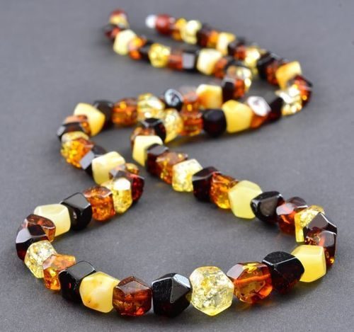 Amber Necklace Made of Faceted Butterscotch Cherry Cognac Lemon Amber