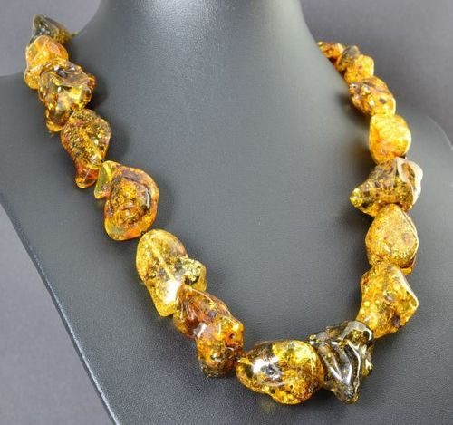 Amber Necklace Made of Free Form Shape Baltic Amber