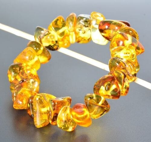 Amber Bracelet Made of Natural Shape Golden Color Amber Rocks