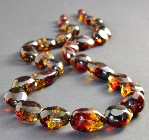 Amber Necklace Made of Colorful Baltic Amber