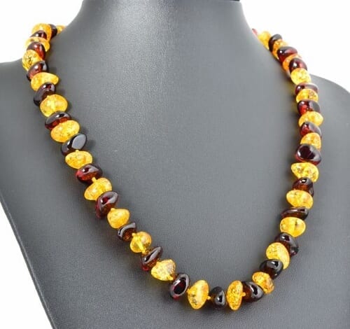 Amber Necklaces Made of Nugget Shaped Honey, Cherry Color Amber
