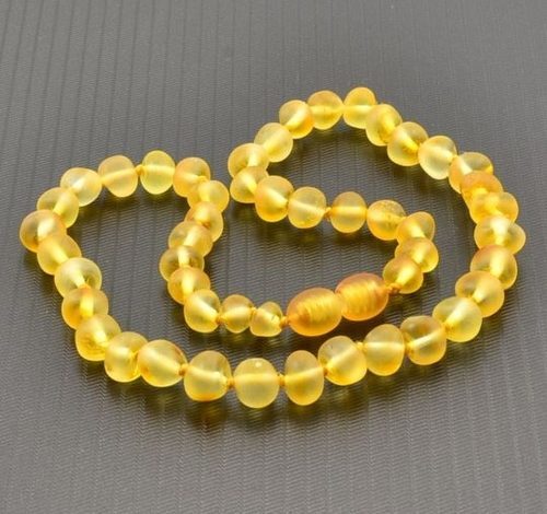 Children's Amber Necklace Made of Raw Lemon Baltic Amber 