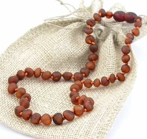 Children's Amber Necklace Made of Raw Cognac Baltic Amber
