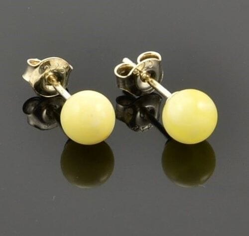 Tiny Amber Stud Earrings Made of Butterscotch Baltic Amber