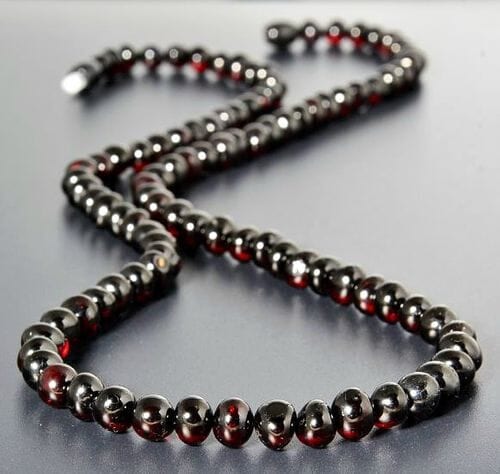 Dark Cherry Amber Necklace Made of Baroque Baltic Amber
