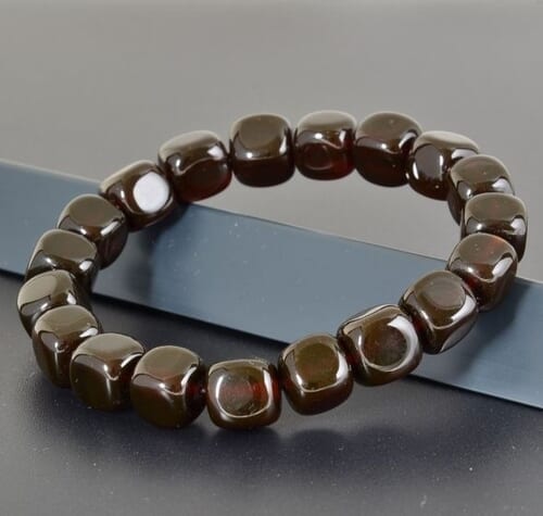Men's Amber Bracelet Made of Cube Shape Polished Amber Beads
