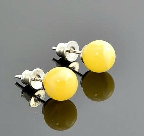 Butterscotch Amber Stud Earrings Made of Butterscotch Amber