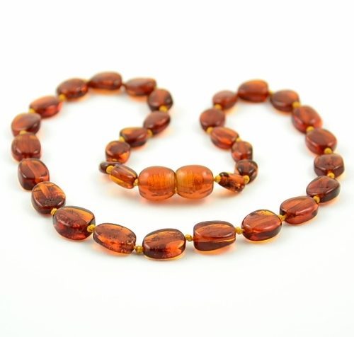 Children's Amber Necklace Made of Cognac Baltic  Amber
