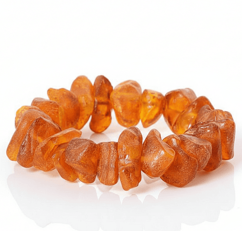 Amber Healing Bracelet Made of Raw Natural Shape Amber Rocks