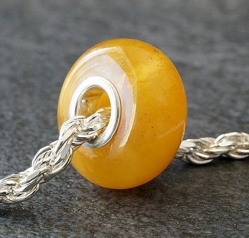 Pandora Style Amber Charm Bead Made of Precious Baltic Amber