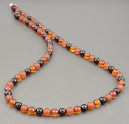 Men's Amber Necklace Made of Polished and Matte Baltic Amber
