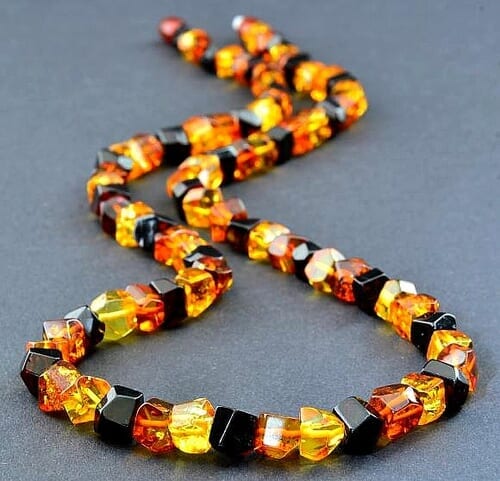 Men's Amber Necklace Made of Faceted Cherry, Cognac, Lemon Amber.
