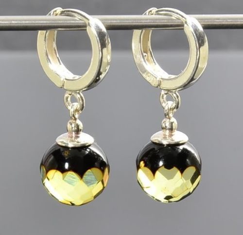  Faceted Amber Earrings in Sterling Silver