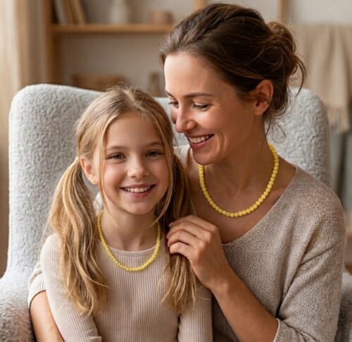2 Matching Amber Necklaces for Mom and Child, Butterscotch Amber