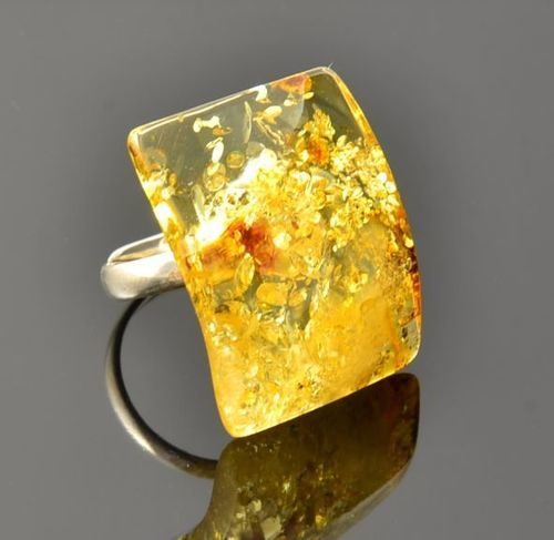 Amber Ring Made of Precious Healing Baltic Amber