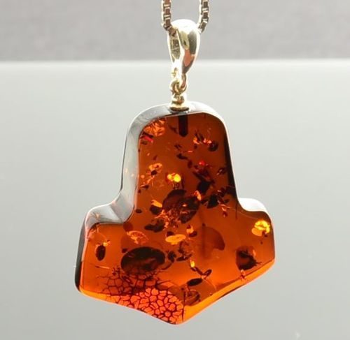 Thor's Hammer Pendant Made of Cognac Baltic Amber