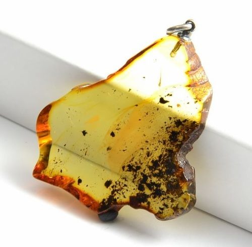 Baltic Amber Slice Made Into Unique Amber Pendant 