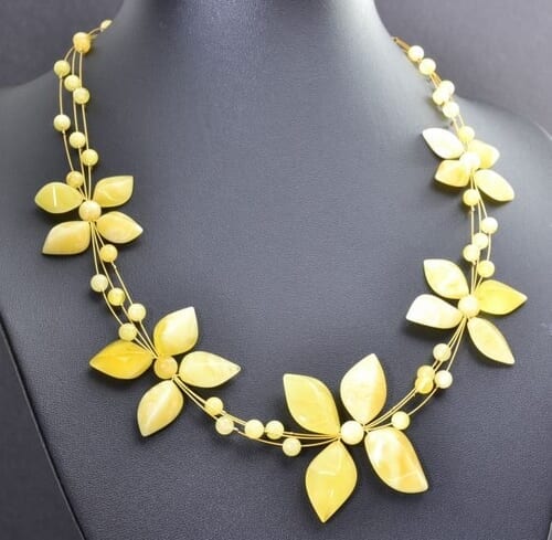 Amber Flower Necklace Made of Butterscotch Amber - SOLD OUT