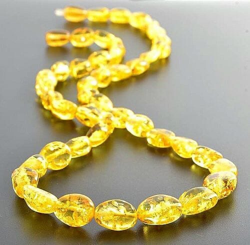 Golden Amber Necklace Made of Golden Color Bean Shape Amber
